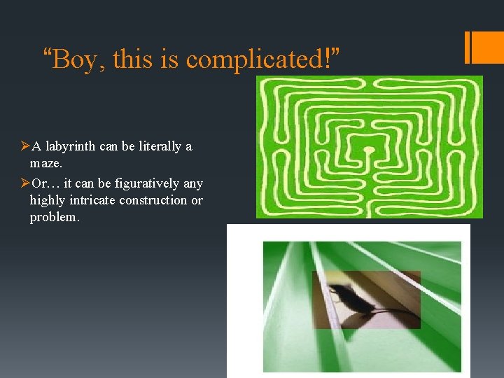 “Boy, this is complicated!” ØA labyrinth can be literally a maze. ØOr… it can “Boy, this is complicated!” ØA labyrinth can be literally a maze. ØOr… it can
