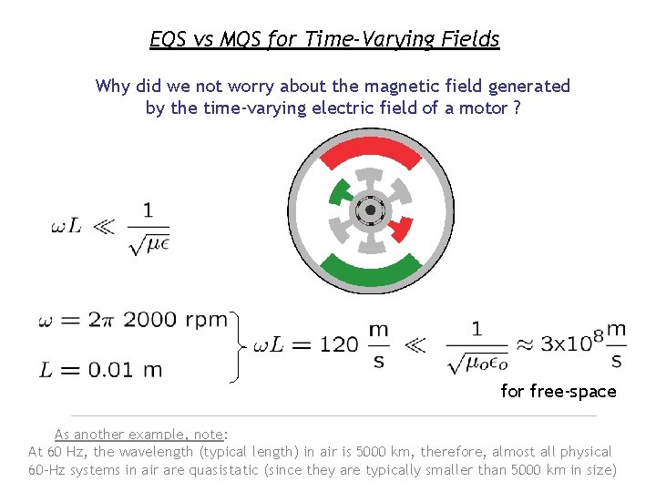 EQS vs MQS for Time-Varying Fields Why did we not worry about the magnetic EQS vs MQS for Time-Varying Fields Why did we not worry about the magnetic