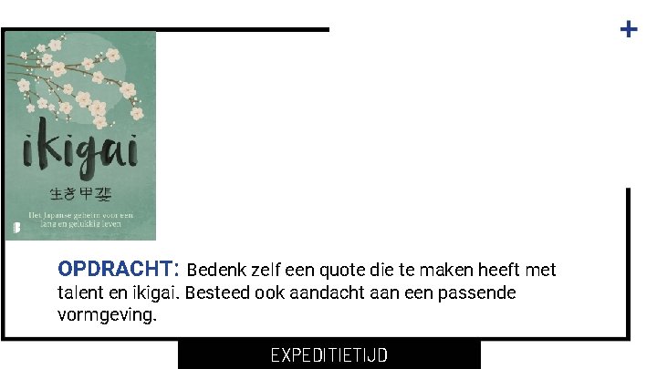 OPDRACHT: Bedenk zelf een quote die te maken heeft met talent en ikigai. Besteed