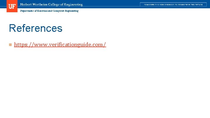 Department of Electrical and Computer Engineering References n https: //www. verificationguide. com/ 
