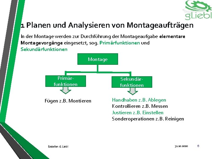 1 Planen und Analysieren von Montageaufträgen In der Montage werden zur Durchführung der Montageaufgabe