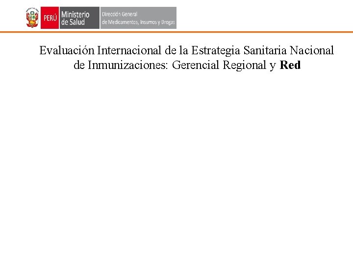 Evaluación Internacional de la Estrategia Sanitaria Nacional de Inmunizaciones: Gerencial Regional y Red 