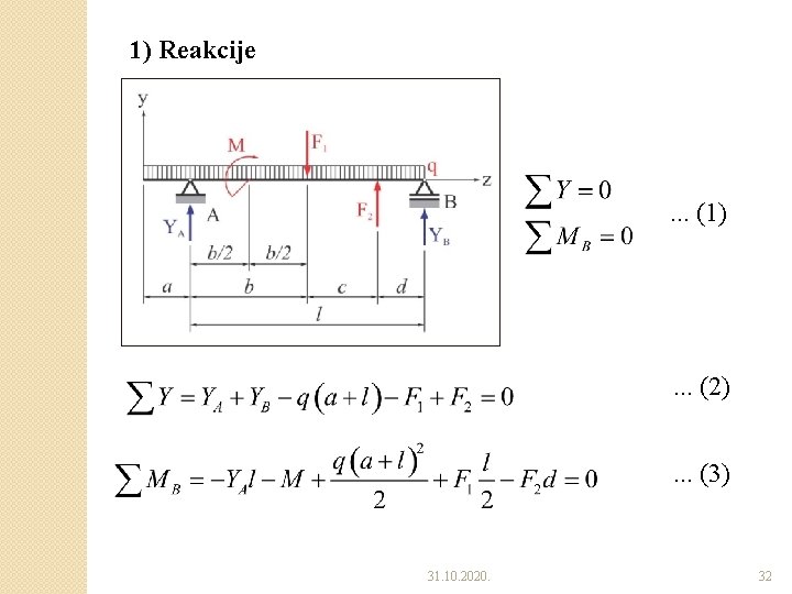 1) Reakcije . . . (1) . . . (2). . . (3) 31. 1) Reakcije . . . (1) . . . (2). . . (3) 31.