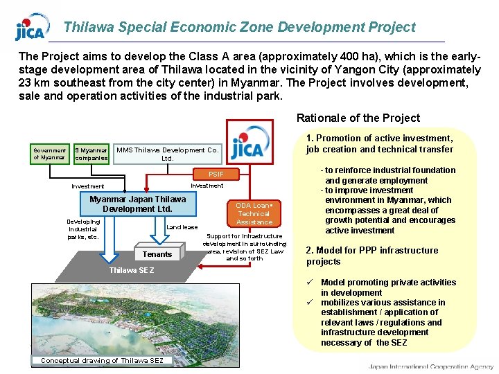 Thilawa Special Economic Zone Development Project The Project aims to develop the Class A Thilawa Special Economic Zone Development Project The Project aims to develop the Class A