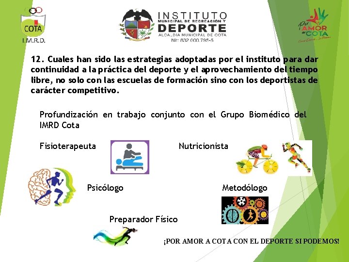 12. Cuales han sido las estrategias adoptadas por el instituto para dar continuidad a