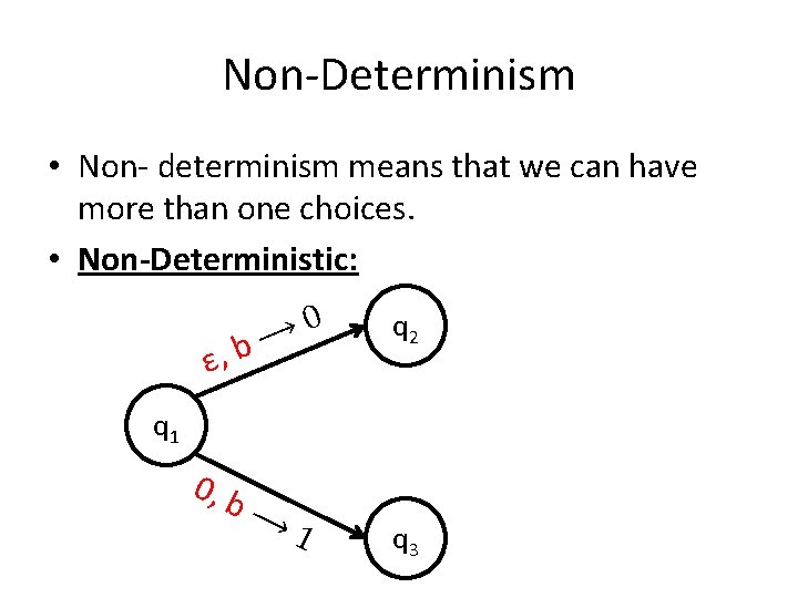 Non-Determinism • Non- determinism means that we can have more than one choices. •