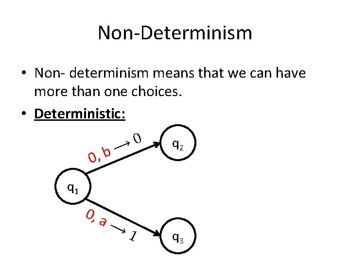 Non-Determinism • Non- determinism means that we can have more than one choices. •