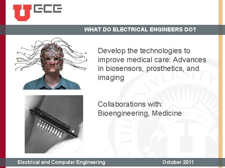 WHAT DO ELECTRICAL ENGINEERS DO? Develop the technologies to improve medical care: Advances in