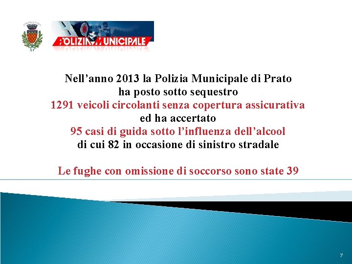 Nell’anno 2013 la Polizia Municipale di Prato ha posto sotto sequestro 1291 veicoli circolanti