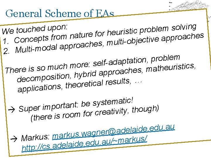 General Scheme of EAs g : n i n v l o o p