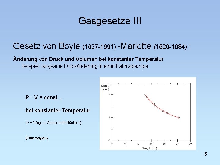 Gasgesetze III Gesetz von Boyle (1627 -1691) -Mariotte (1620 -1684) : Änderung von Druck