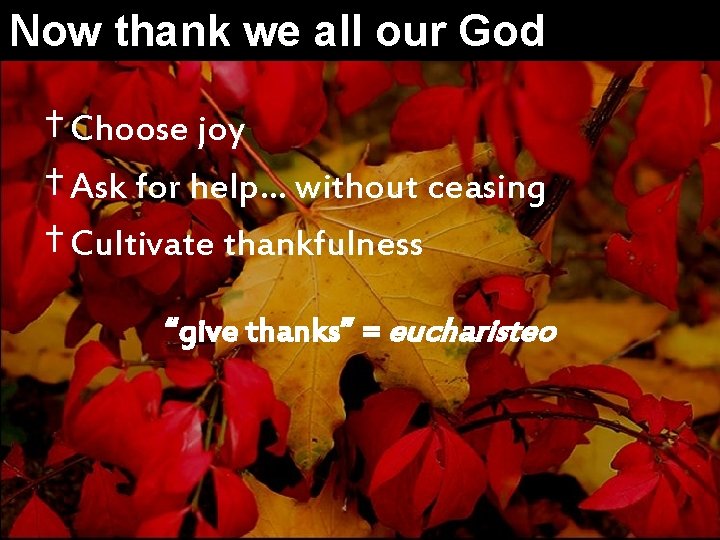 Now thank we all our God † Choose joy † Ask for help… without