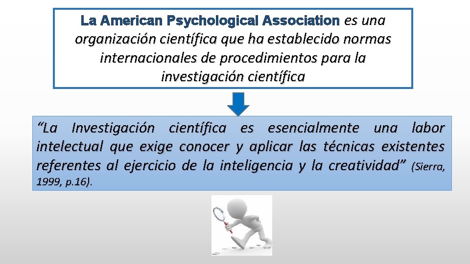 La American Psychological Association es una organización científica que ha establecido normas internacionales de