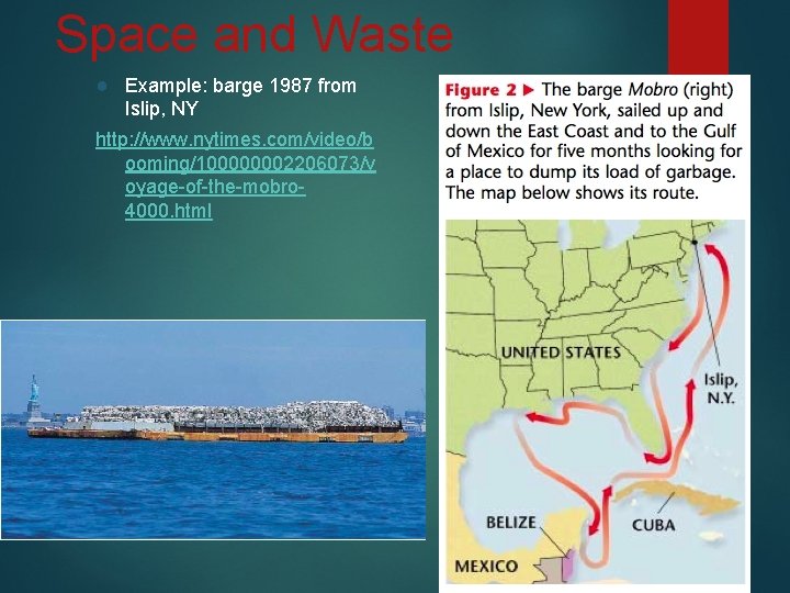 Space and Waste ● Example: barge 1987 from Islip, NY http: //www. nytimes. com/video/b