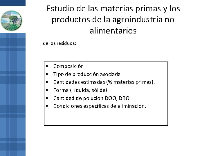 Estudio de las materias primas y los productos de la agroindustria no alimentarios de Estudio de las materias primas y los productos de la agroindustria no alimentarios de