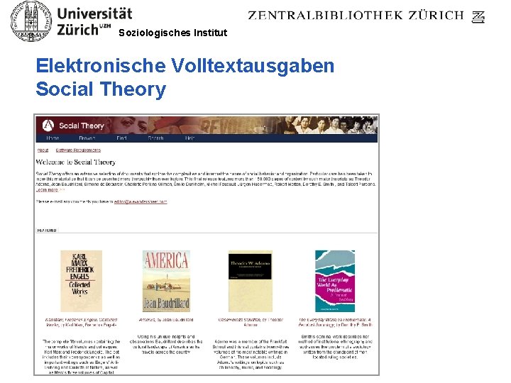 Soziologisches Institut Elektronische Volltextausgaben Social Theory 