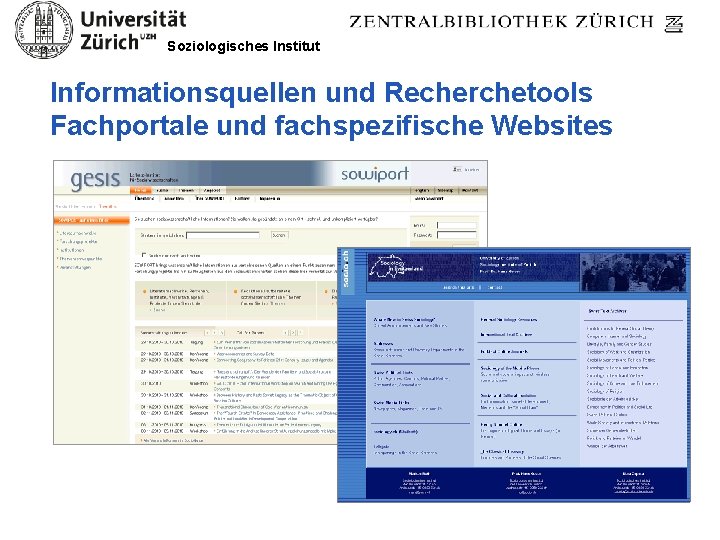 Soziologisches Institut Informationsquellen und Recherchetools Fachportale und fachspezifische Websites 