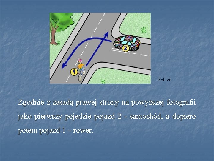 Fot. 26. Zgodnie z zasadą prawej strony na powyższej fotografii jako pierwszy pojedzie pojazd