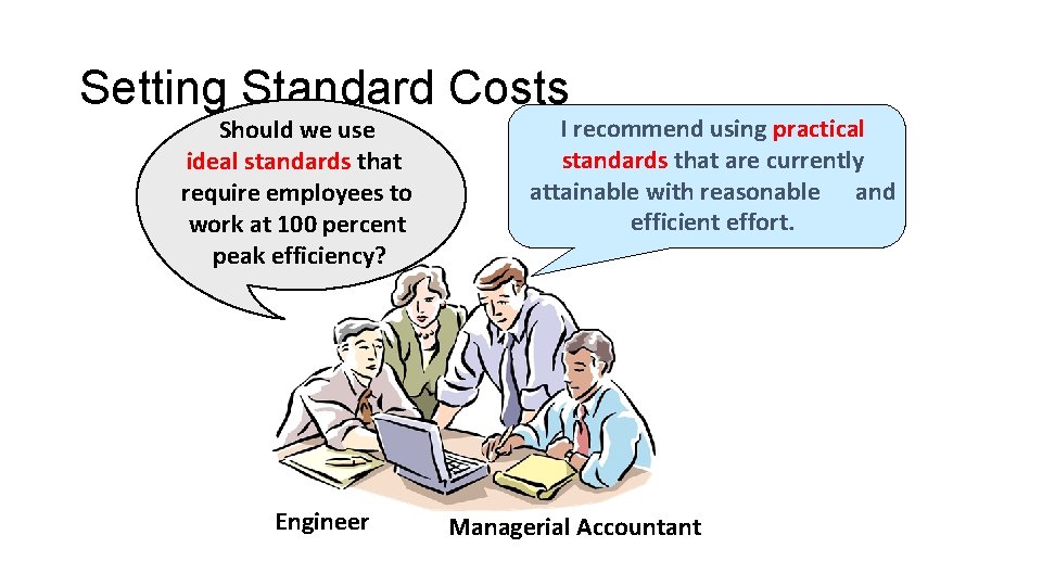 Setting Standard Costs Should we use ideal standards that require employees to work at