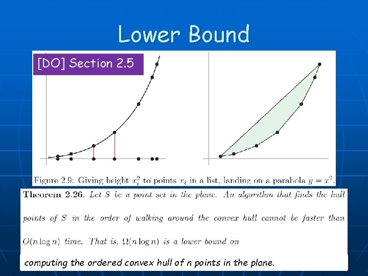 Lower Bound [DO] Section 2. 5 computing the ordered convex hull of n points