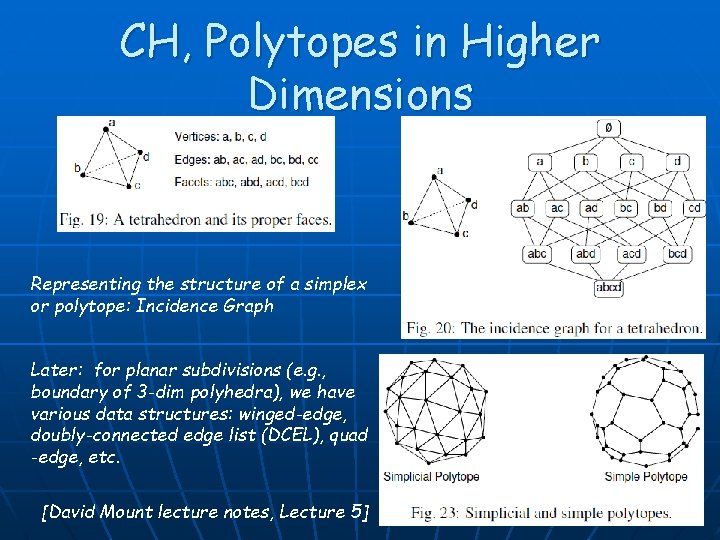 CH, Polytopes in Higher Dimensions Representing the structure of a simplex or polytope: Incidence