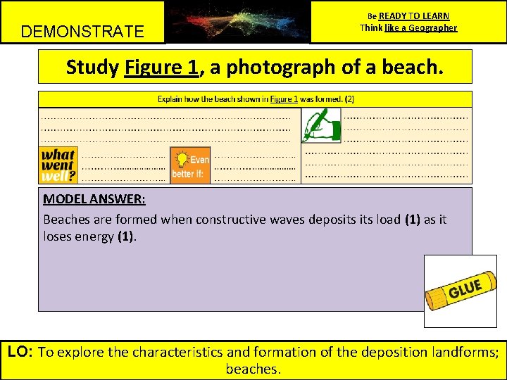 Be READY TO LEARN DEMONSTRATE Think like a Geographer Study Figure 1, a photograph