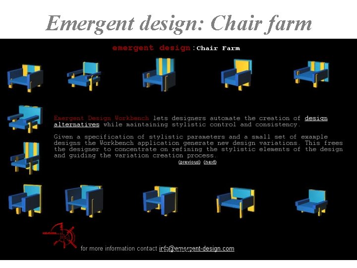 Emergent design: Chair farm Maggio 2000 Gli artefatti 39 