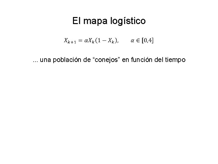 El mapa logístico . . . una población de “conejos” en función del tiempo