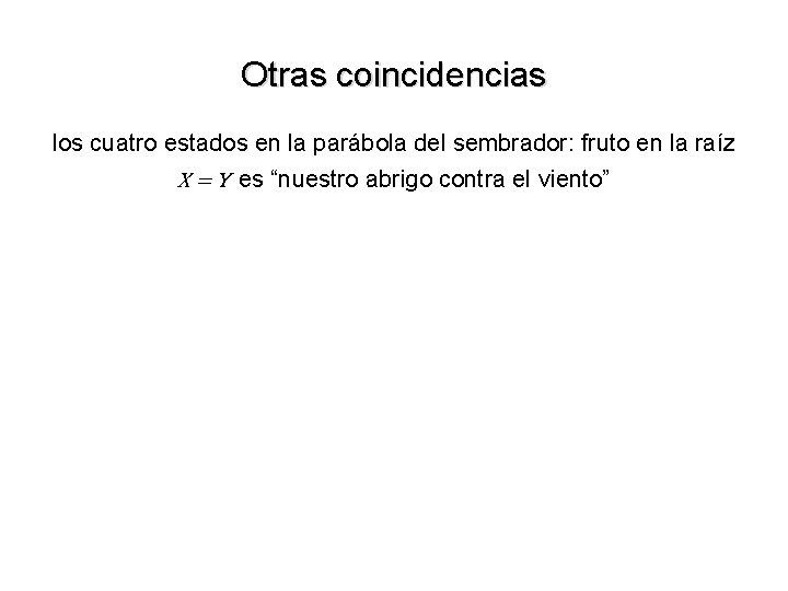 Otras coincidencias los cuatro estados en la parábola del sembrador: fruto en la raíz