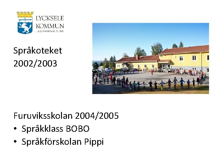 Språkoteket 2002/2003 Furuviksskolan 2004/2005 • Språkklass BOBO • Språkförskolan Pippi 