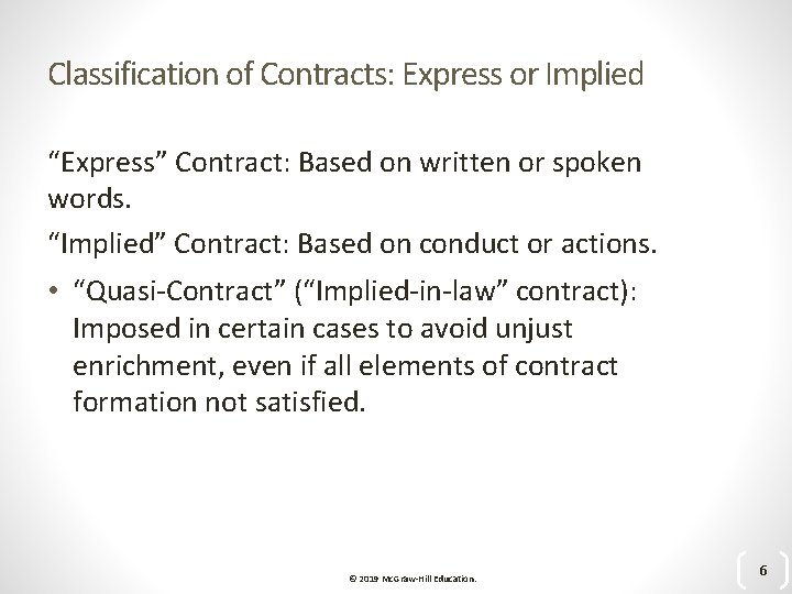 Classification of Contracts: Express or Implied “Express” Contract: Based on written or spoken words.