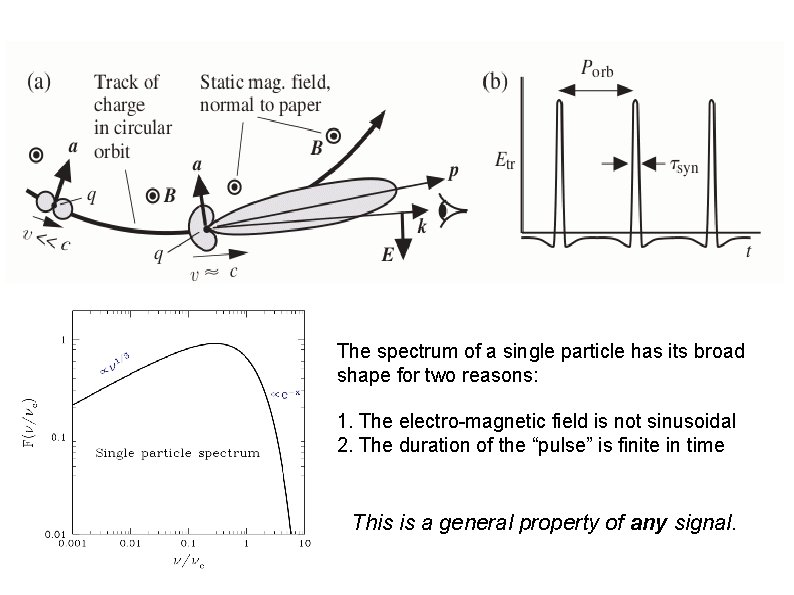 The spectrum of a single particle has its broad shape for two reasons: 1.