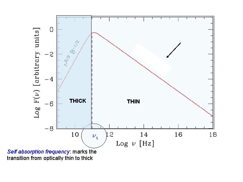 THICK Self absorption frequency: marks the transition from optically thin to thick THIN 