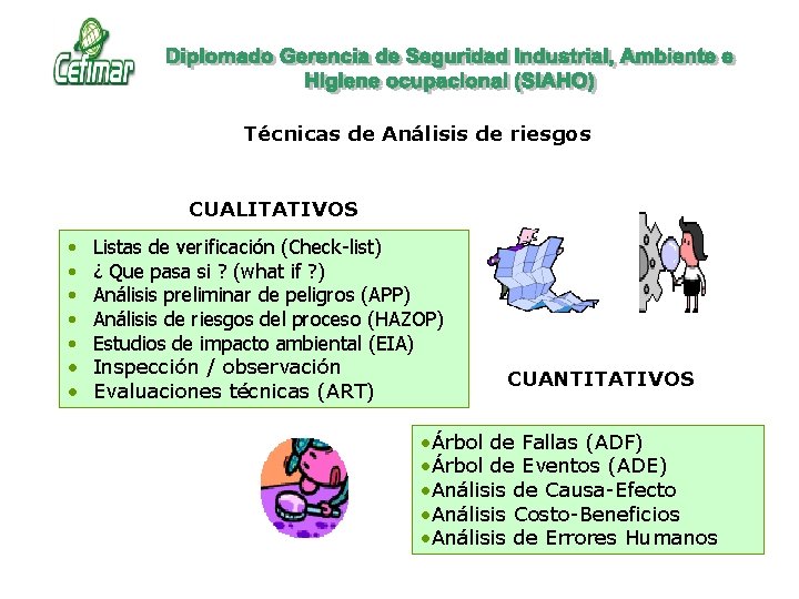 Técnicas de Análisis de riesgos CUALITATIVOS • • Listas de verificación (Check-list) ¿ Que Técnicas de Análisis de riesgos CUALITATIVOS • • Listas de verificación (Check-list) ¿ Que