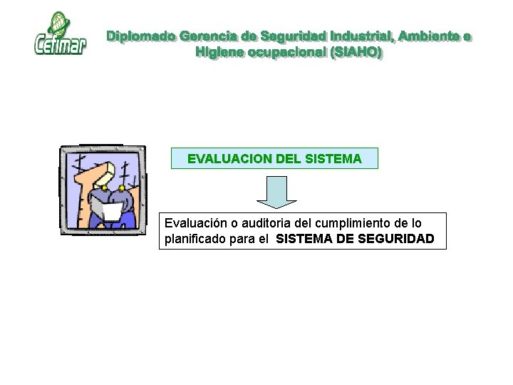 EVALUACION DEL SISTEMA Evaluación o auditoria del cumplimiento de lo planificado para el SISTEMA EVALUACION DEL SISTEMA Evaluación o auditoria del cumplimiento de lo planificado para el SISTEMA