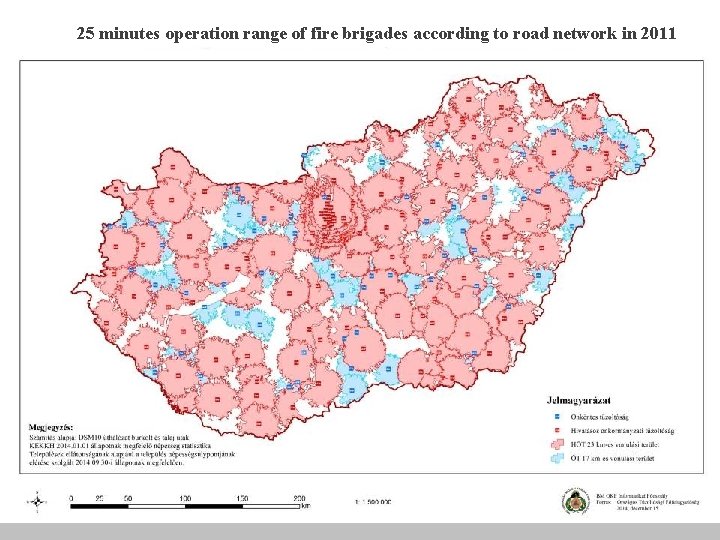 25 minutes operation range of fire brigades according to road network in 2011 