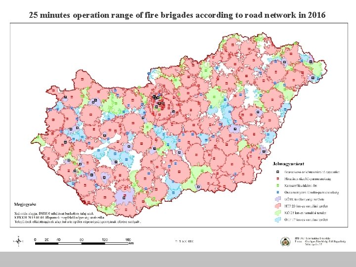 25 minutes operation range of fire brigades according to road network in 2016 