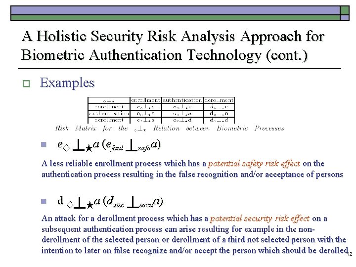 A Risk Analysis Approach for Biometric Authentication Technology