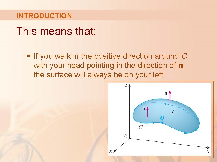 INTRODUCTION This means that: § If you walk in the positive direction around C INTRODUCTION This means that: § If you walk in the positive direction around C
