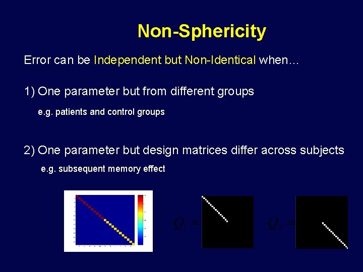 Non-Sphericity Error can be Independent but Non-Identical when… 1) One parameter but from different