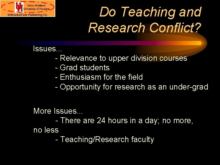 Do Teaching and Research Conflict? Issues. . . - Relevance to upper division courses