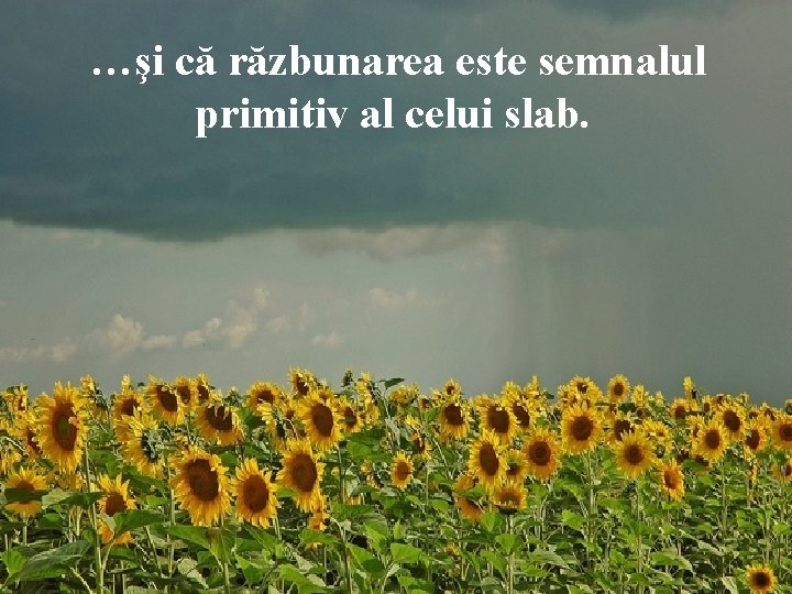  …şi că răzbunarea este semnalul primitiv al celui slab. 