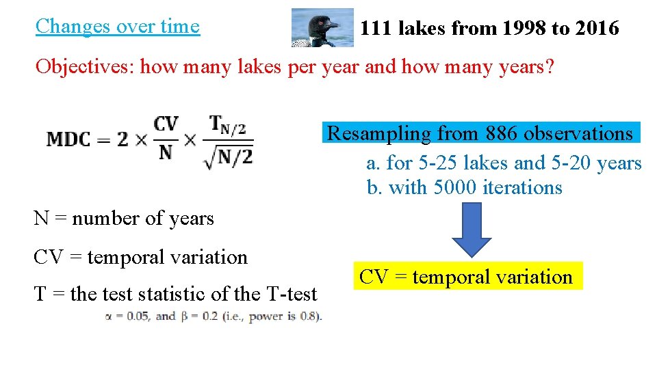 Changes over time 111 lakes from 1998 to 2016 Objectives: how many lakes per