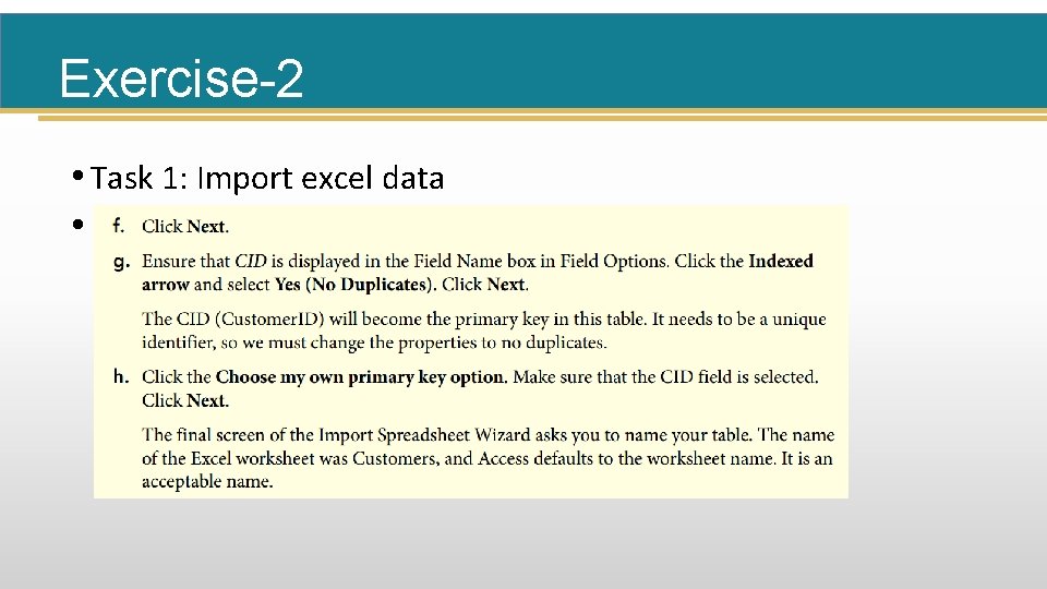 Exercise-2 • Task 1: Import excel data • 