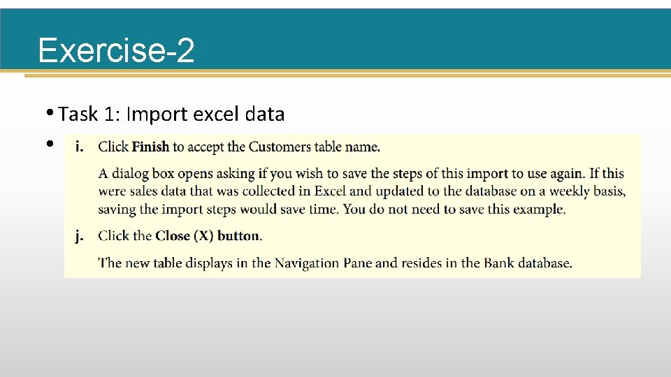 Exercise-2 • Task 1: Import excel data • 