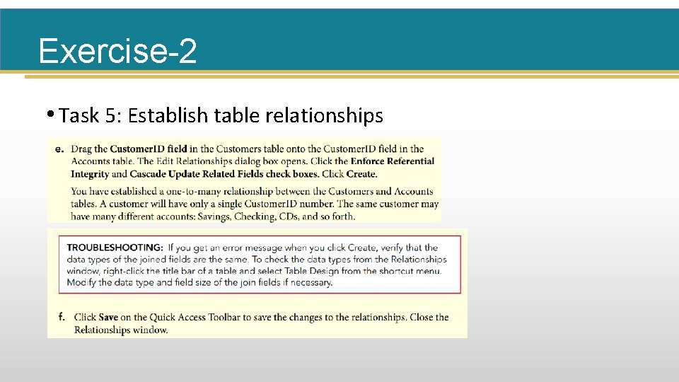 Exercise-2 • Task 5: Establish table relationships 