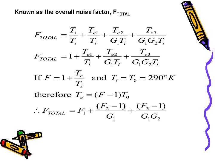 Known as the overall noise factor, FTOTAL 