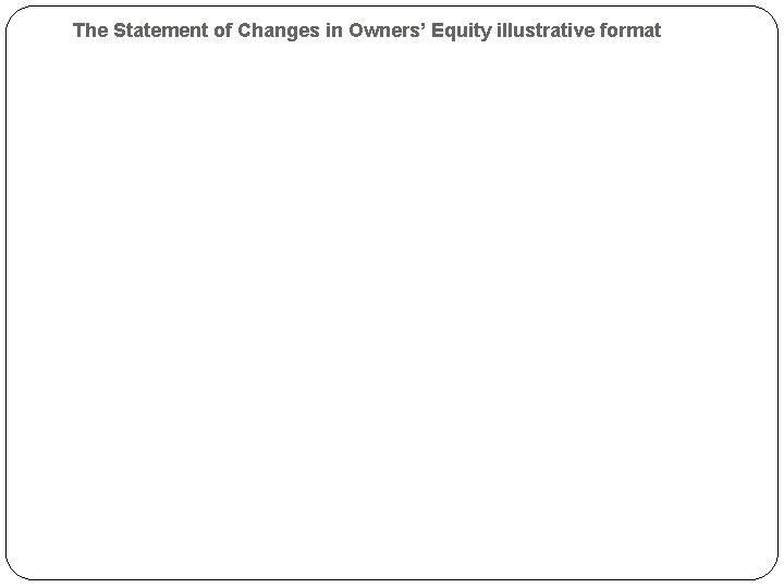 The Statement of Changes in Owners’ Equity illustrative format 