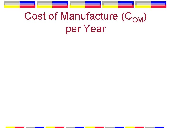 Cost of Manufacture (COM) per Year 