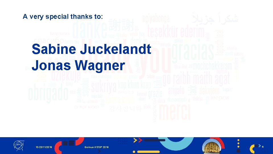 A very special thanks to: Sabine Juckelandt Jonas Wagner 10 -23/11/2019 German HSSIP 2019